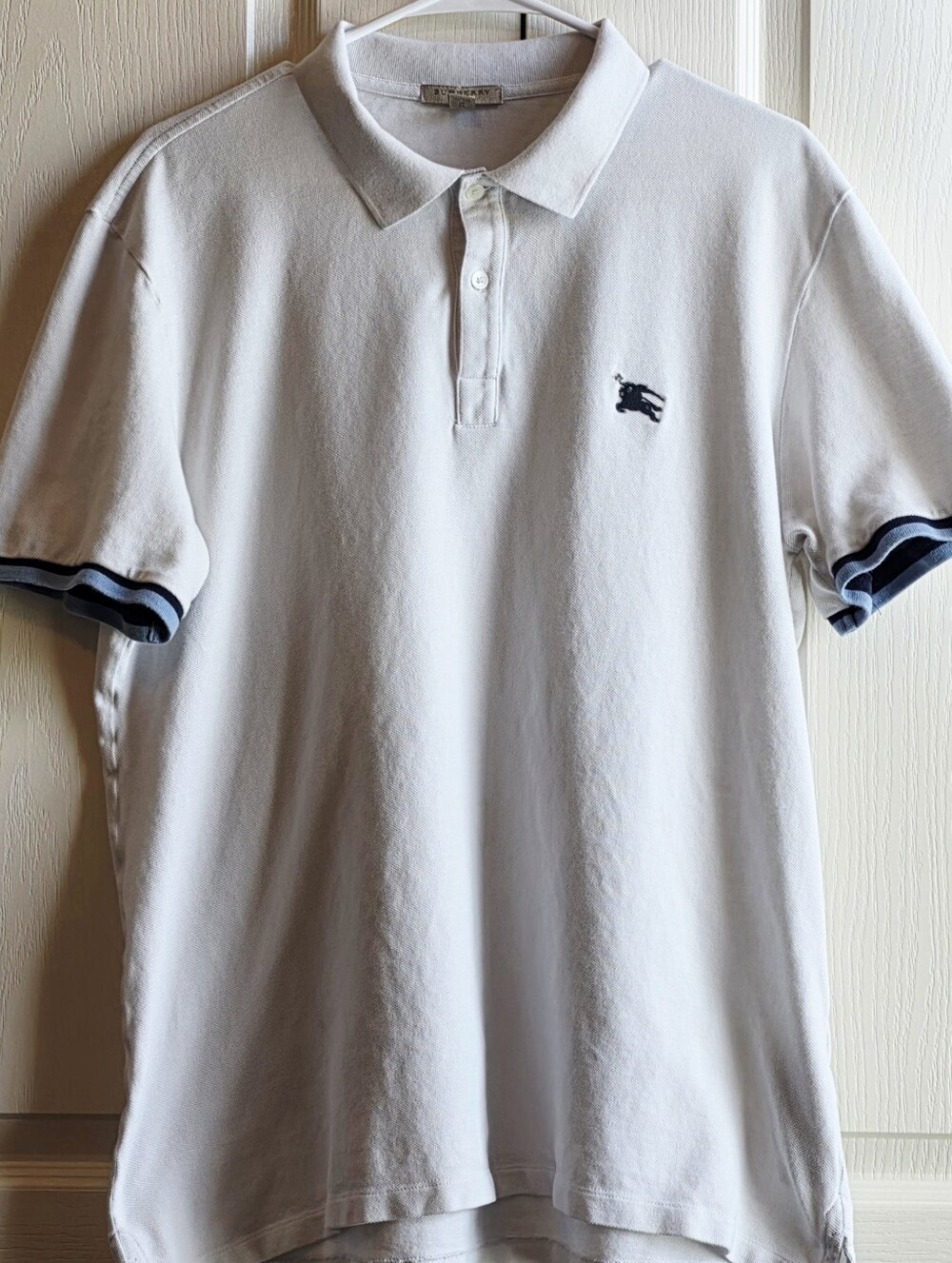 Burberry Brit Men's XL White Polo with Navy Contrast Trim